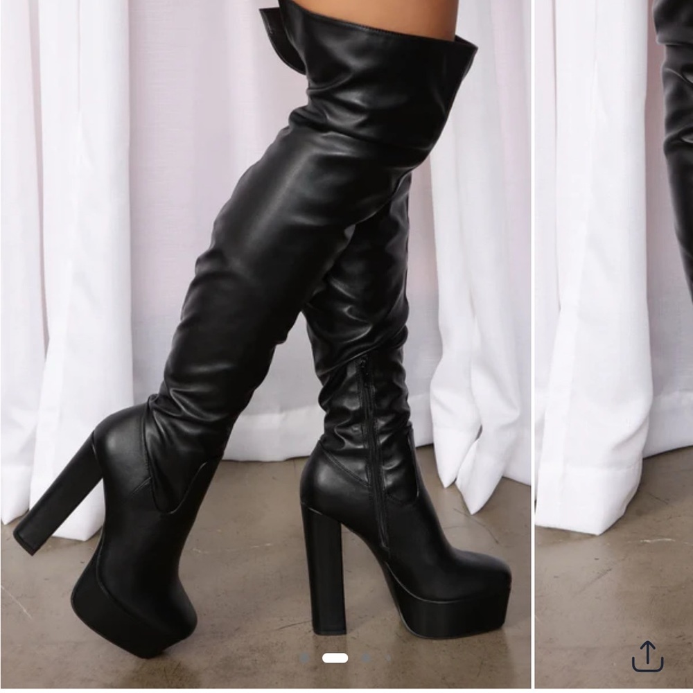 Fashion Nova Black Over the Knee Platform Boots